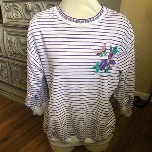 Vintage Purple Striped Embroidered sweater